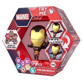 Wow Stuff Figura LED WOW! Pod Iron Man Gold Metallic Marvel - Coleccionable con Iluminación UV y Pegatinas