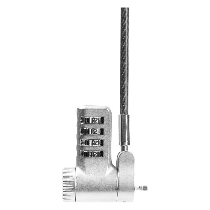 DICOTA D32180 - Universal Security 3-in-1 Cable de Bloqueo para Portátil, 2 m, Cerradura con Combinación, Acero, Negro/Plata