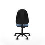 Silla de oficina Algarra con mecanismo Contacto permanente básico tapizada con Tela color Azul cielo. Equipada con Base poliamida negra, Sin brazos y Ruedas de nailon 50 mm