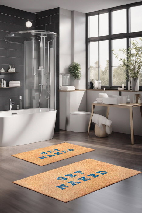 Mijölnir CT-5394 Juego de Alfombrillas de Baño de 2 Piezas, 100% Poliéster, Suaves, Antideslizantes, Antibacterianas, Lavables a Máquina, 40x60cm y 60x100cm