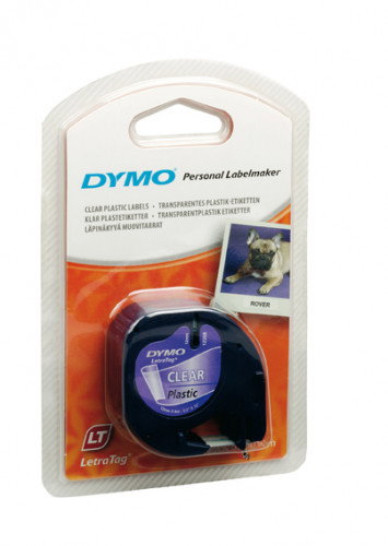 Dymo Cinta LetraTag 12mm x 4m Negro sobre Transparente