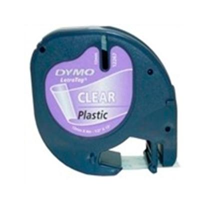 Dymo Cinta LetraTag 12mm x 4m Negro sobre Transparente