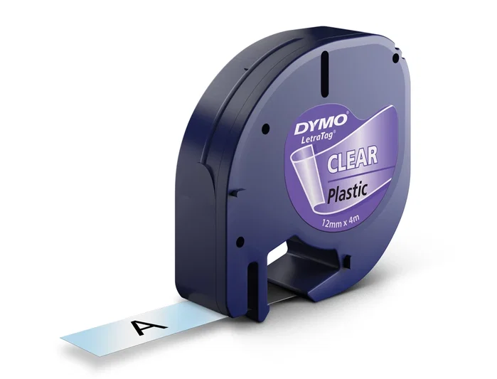 Dymo Cinta LetraTag 12mm x 4m Negro sobre Transparente