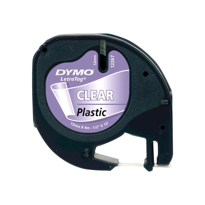 Dymo Cinta LetraTag 12mm x 4m Negro sobre Transparente