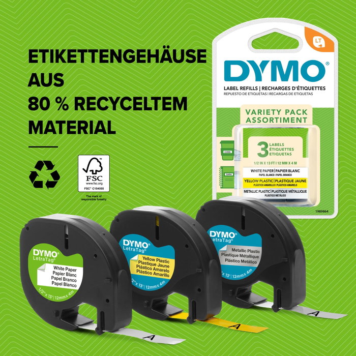 Dymo Cinta para Rotuladora LetraTag 12267 Negro sobre Transparente 12mm x 4m Dymo Cinta para Rotuladora LetraTag 12267 Negro sobre Transparente 12mm x 4m
