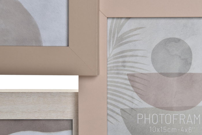 DKD Home Decor Marco Multifoto Urban Melocoton Beige Mdf Cristal 9 Fotos 50 x 58 cm (6 Unidades)