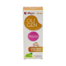 IFIGEN Oligen Peques DHA 80% TG Enzimático Menta-Lima 30 ml - Aceite de Pescado Omega 3 para Niños con DHA y EPA, Sabor Menta y Limón