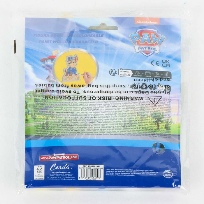 Cerdá Figuras Paw Patrol para Colorear de Madera, Azul Cerdá Figuras Paw Patrol para Colorear de Madera, Azul