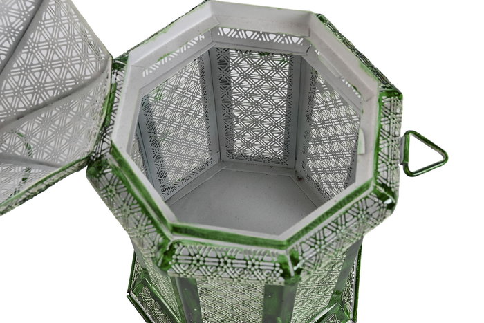 DKD Home Decor Farola Oriental Verde Metal 23 x 57 x 23 cm Set de 2
