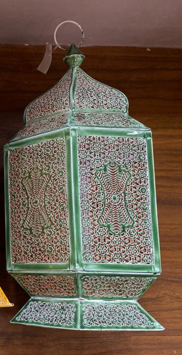 DKD Home Decor Farola Oriental Verde Metal 23 x 57 x 23 cm Set de 2