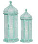 DKD Home Decor Farola Oriental Verde Metal 23 x 57 x 23 cm Set de 2