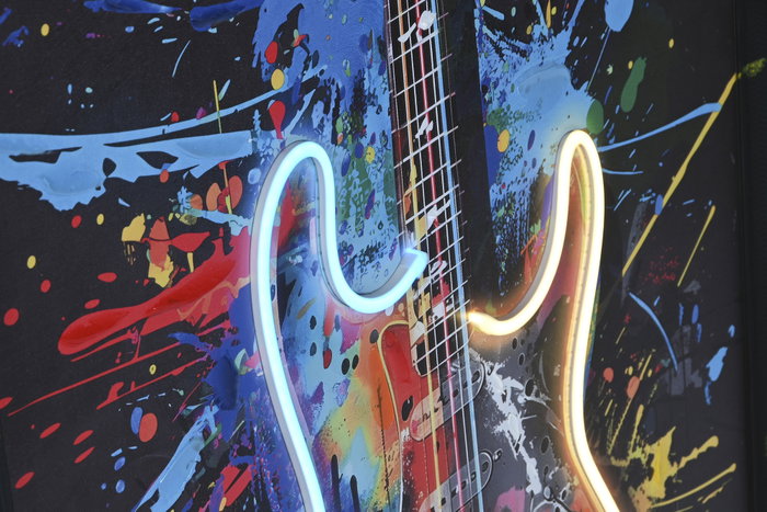 DKD Home Decor Cuadro LED Lienzo Guitarra (Pack de 2 unidades)