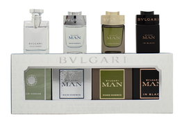 Bvlgari Miniatures For Him Gift Set 5ml Pour Homme EDT + 5ml Man Rain Essence EDP + 5ml Man Wood Essence EDP + 5ml Man In Black EDP