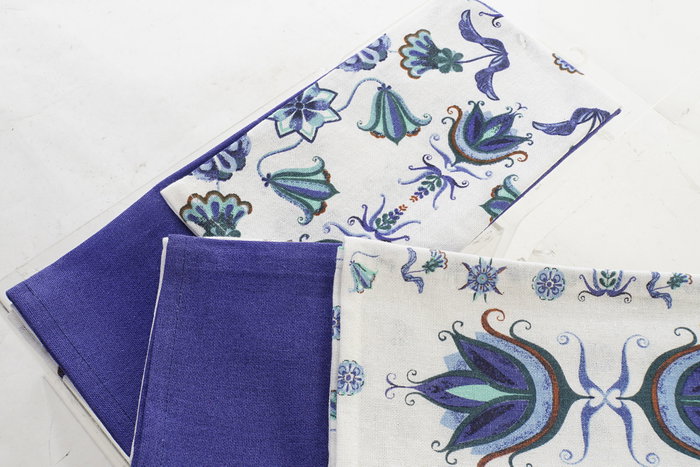 DKD Home Decor Set de 2 Paños de Cocina de Algodón Azulejos 60x40x0,5 cm
