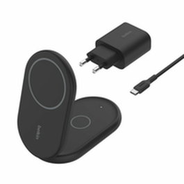Belkin Base de carga inalámbrica 2 en 1 WIZ028VFbk magnética Qi2 15W plegable negra