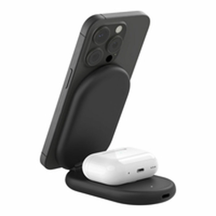 Belkin Base de carga inalámbrica 2 en 1 WIZ028VFbk magnética Qi2 15W plegable negra