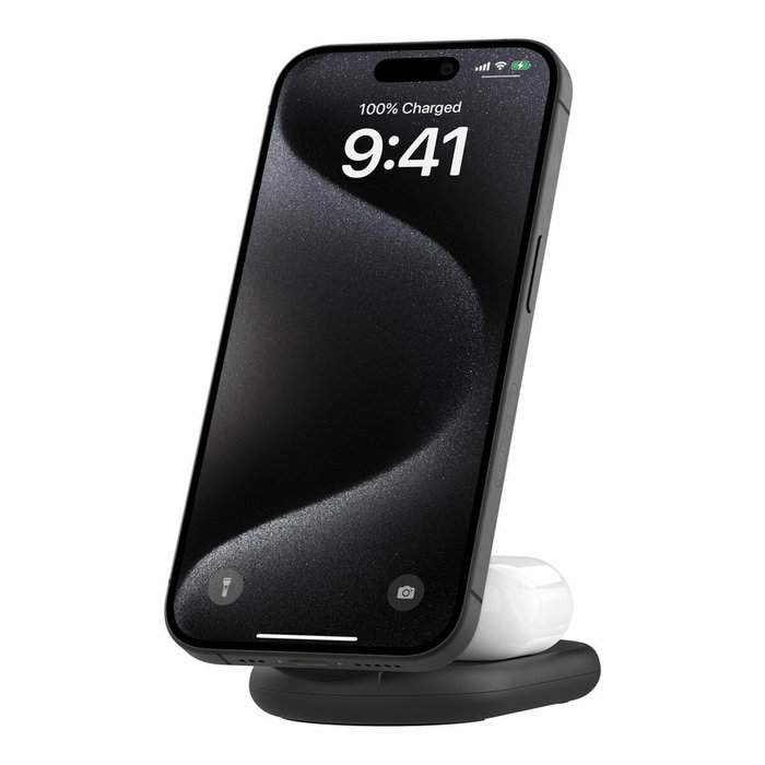 Belkin Base de carga inalámbrica 2 en 1 WIZ028VFbk magnética Qi2 15W plegable negra