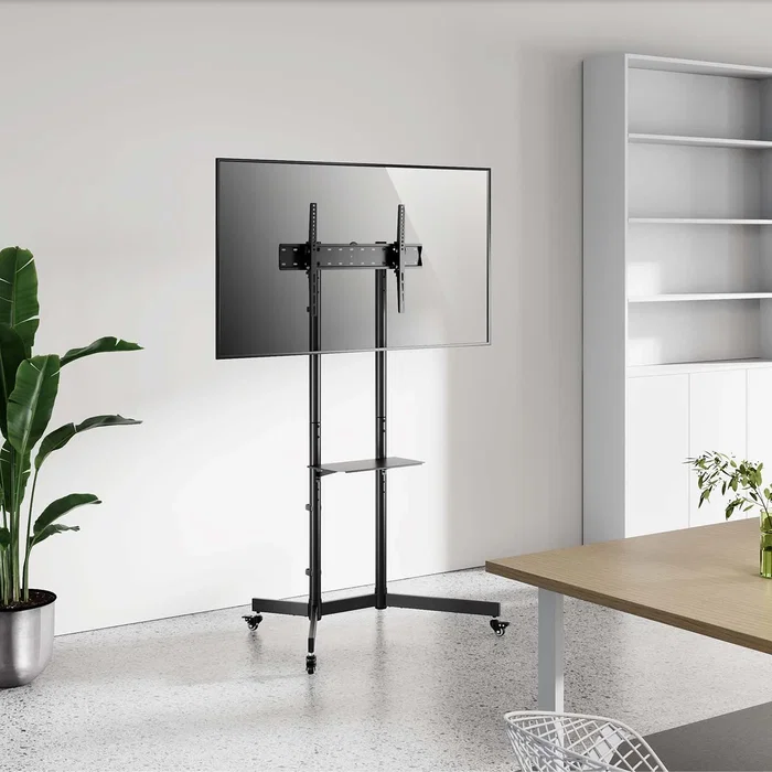 Aisens Soporte de Suelo Eco FT70TE-333 con Ruedas y Bandeja para DVD