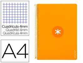 Antartik Cuaderno Espiral A4 Tapa Dura 80 Hojas 90gr Cuadro 4mm con Margen Color Mostaza