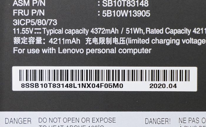 Lenovo Batería Interna ThinkPad T490 50Wh 3 celdas Ion-Litio 11.55V