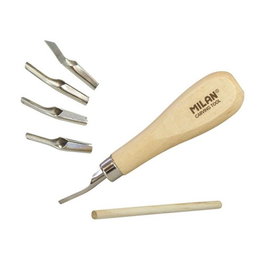 MILAN Set de 5 Gubias para Tallado de Relieves con Mango de Madera