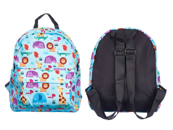 Pincello Mochila Infantil Animales Estampado Colorido 22x28x12cm (Set de 12)