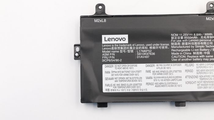 Lenovo Batería de iones de litio de 99Wh para ThinkPad P72 y P73 Lenovo Batería de iones de litio de 99Wh para ThinkPad P72 y P73