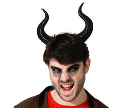 Diadema con Cuernos Negros de Demonio para Disfraz Diabólico Accesorio Halloween