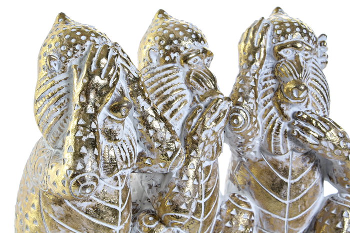 DKD Home Decor Figura de Monos en Resina Dorado Decapé