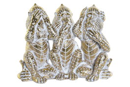 DKD Home Decor Figura de Monos en Resina Dorado Decapé