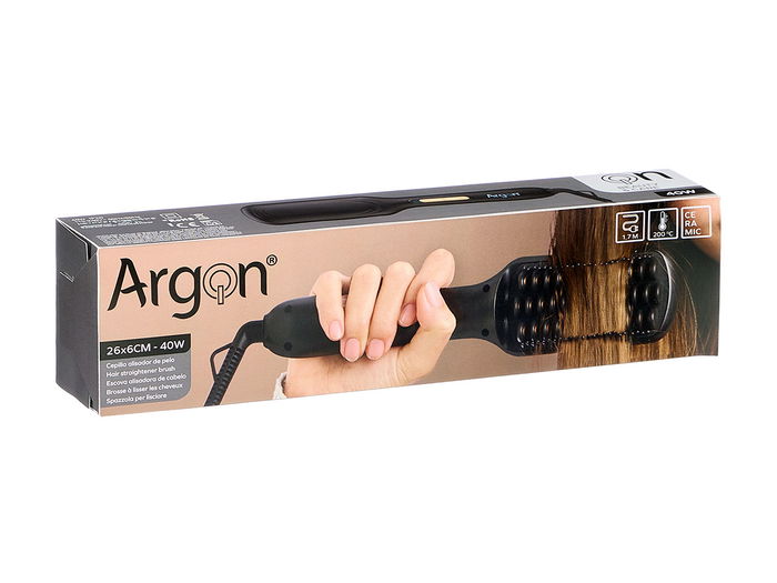 Argon Cepillo Alisador 40W Negro/Oro, Plástico/Cerámica 26 x 4.7 x 6 cm (Set de 6)