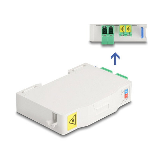 DeLOCK 85936 Caja de conexión de fibra óptica para carril DIN con 2 x LC Duplex