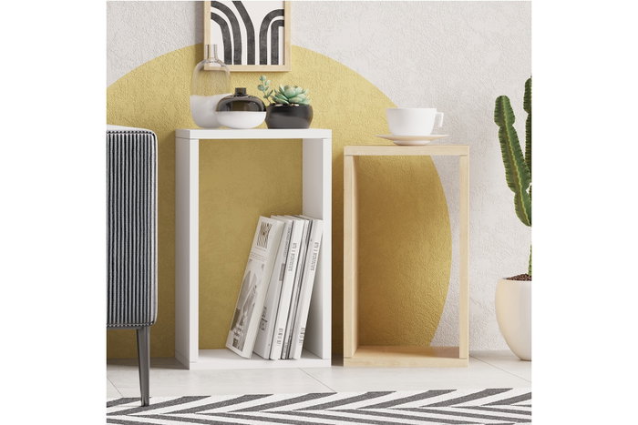 Hanah Home Mesa Lateral Sapphire Oak, White 30x50x25 cm Roble Zafiro Blanco