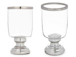 Giftdecor Portavela Copa Mediana Plateada Cristal y Acero 13 x 23.5 x 13 cm (Set de 6)