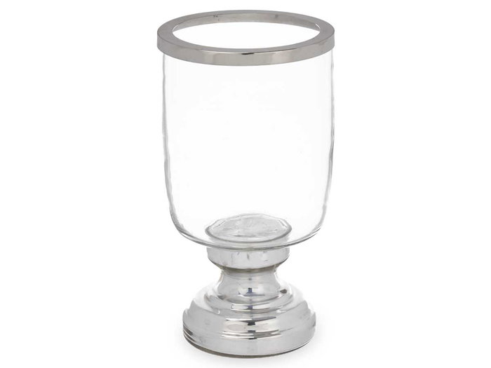 Giftdecor Portavela Copa Mediana Plateada Cristal y Acero 13 x 23.5 x 13 cm (Set de 6)