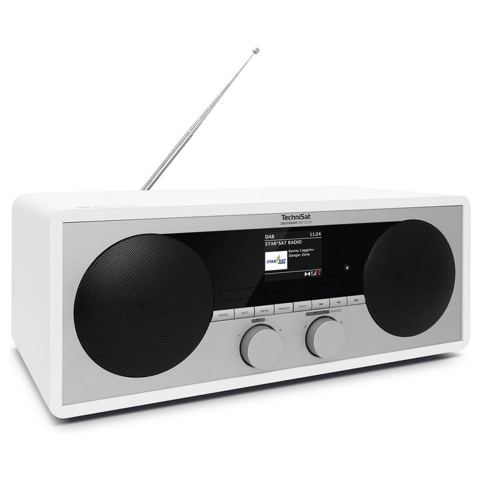 TechniSat DIGITRADIO 451 CD IR - Radio Despertador con CD, DAB+, FM, Bluetooth, WiFi, WLAN, 30 W, Pantalla 6.1 cm, Negro/Blanco