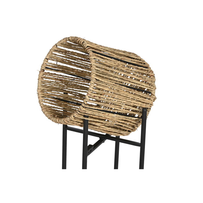 DKD Home Decor Set de 2 Maceteros de Metal y Fibra 24x24x77 Negro y Natural