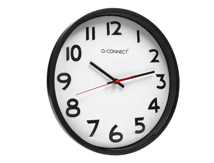 Reloj de Pared Q-connect Redondo Plástico Oficina 34 cm Marco Negro