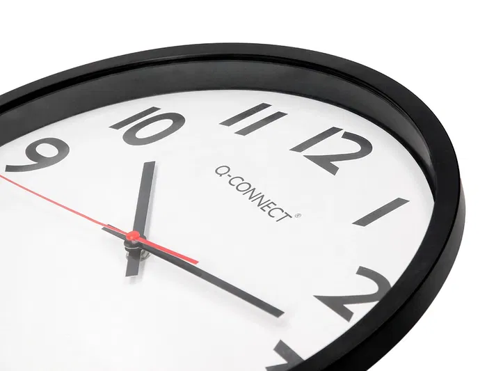 Reloj de Pared Q-connect Redondo Plástico Oficina 34 cm Marco Negro