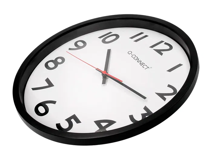 Reloj de Pared Q-connect Redondo Plástico Oficina 34 cm Marco Negro