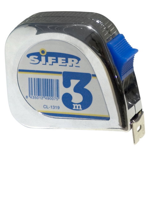 SIFER Flexómetro Cromo 5m x 19mm con Freno y Clip SIFER Flexómetro Cromo 5m x 19mm con Freno y Clip