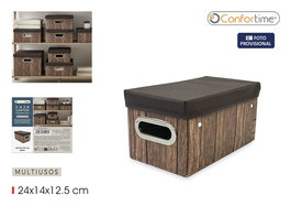 Inde Caja Multiusos de Cartón con Tela, Dimensiones 27.5 x 16.8 x 3.7 cm, Confortime (24 Unidades)