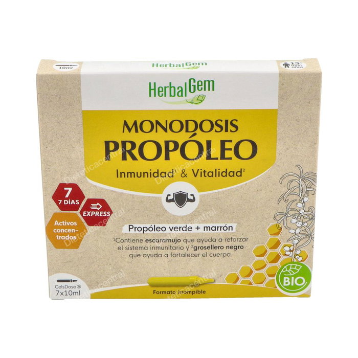 HERBALGEM Propóleo Monodosis 7x10ml Bio HERBALGEM Propóleo Monodosis 7x10ml Bio
