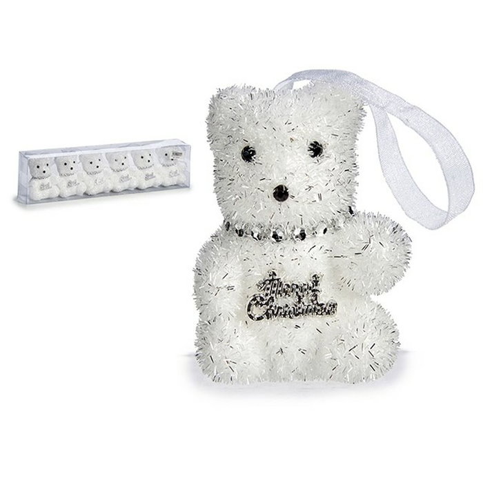 Set Adornos de Navidad Krist+ Blanco Plateado Oso 5,5 x 7 x 5,5 cm (12 Unidades)