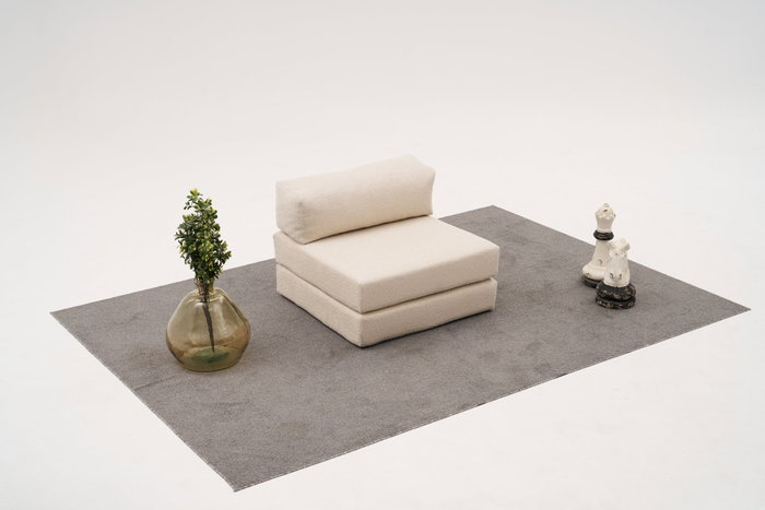 Atelier Del Sofa Sofá 1 Plaza Cream v2, 100% Chenilla, convertible en cama 190x95 cm, Ancho 95 cm, Profundidad 95 cm, Altura 75 cm