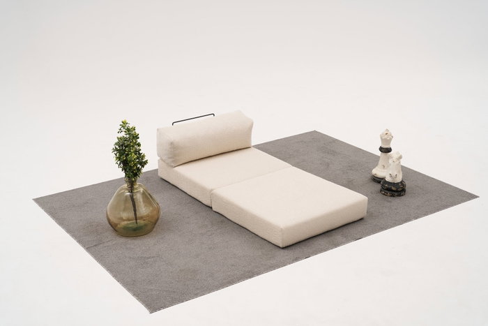 Atelier Del Sofa Sofá 1 Plaza Cream v2, 100% Chenilla, convertible en cama 190x95 cm, Ancho 95 cm, Profundidad 95 cm, Altura 75 cm