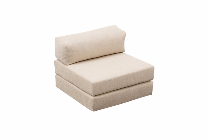 Atelier Del Sofa Sofá 1 Plaza Cream v2, 100% Chenilla, convertible en cama 190x95 cm, Ancho 95 cm, Profundidad 95 cm, Altura 75 cm