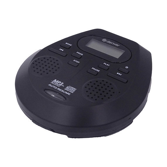 Denver DMP-395B Reproductor de CD Portátil con Altavoces, Negro, Lectura de CD-R/CD-RW/MP3, Memoria Anti-Sacudidas 100s, Funciona con Baterías