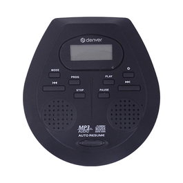 Denver DMP-395B Reproductor de CD Portátil con Altavoces, Negro, Lectura de CD-R/CD-RW/MP3, Memoria Anti-Sacudidas 100s, Funciona con Baterías