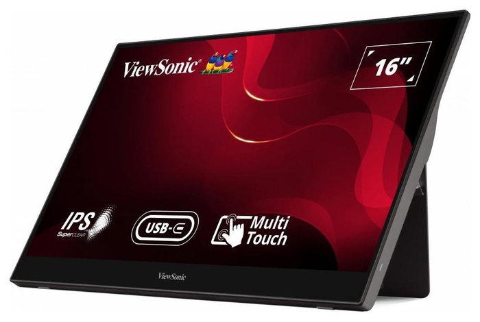 ViewSonic TD1655 Monitor Portátil Táctil 15.6 Pulgadas Full HD IPS USB-C y Mini HDMI, Negro/Plata